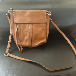 Vince Camuto Genuine Leather Hickory/Tan Crossbody Satchel Bag